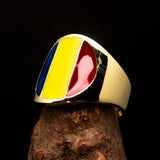 Perfectly crafted Men's National Flag Ring Romania - solid Brass - BikeRing4u