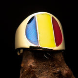 Perfectly crafted Men's National Flag Ring Romania - solid Brass - BikeRing4u