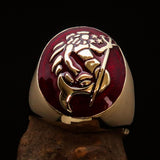Excellent crafted Men's Aquarius Ring Red Zodiac - Solid Brass - BikeRing4u