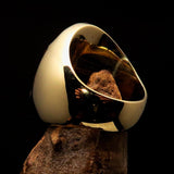 Excellent crafted Men's Hebrew Ring red Star of David - Solid Brass - BikeRing4u