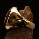 Excellent crafted Men's Aquarius Ring Red Zodiac - Solid Brass - BikeRing4u