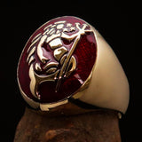 Excellent crafted Men's Aquarius Ring Red Zodiac - Solid Brass - BikeRing4u