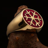 Excellent crafted Men's Winter Ring Red Snowflake - solid Brass - BikeRing4u