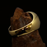 Perfectly domed Men's Solid Line Pentagram Ring Red - Brass - BikeRing4u