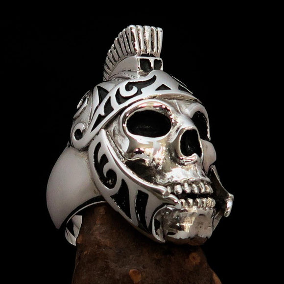 Excellent crafted Men's Skull Biker Ring Roman Centurion - Sterling Silver - BikeRing4u