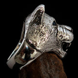 Excellent crafted Men's Animal Ring Lioness blue Sapphire Eyes Sterling Silver 925 - BikeRing4u