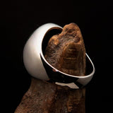 Perfectly crafted Men's Communist Ring green Hammer Sickle Crest CCCP - Sterling Silver - BikeRing4u