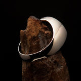 Excellent crafted Men's black Templar Knight Seal Ring - Sterling Silver - BikeRing4u