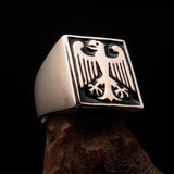 Perfectly crafted Men's black German Eagle Seal Ring - Sterling Silver - BikeRing4u