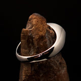 Excellent crafted oval Men's Ring Jesus in Hebrew blue - Sterling Silver - BikeRing4u