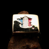 Excellent crafted Men's French National Flag Ring France - Solid Brass - BikeRing4u