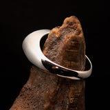 Excellent crafted oval Men's Ring Jesus in Hebrew blue - Sterling Silver - BikeRing4u