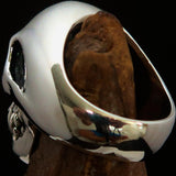 Excellent crafted Men's Cannibal Ring Zombie with Fangs - Sterling Silver - BikeRing4u