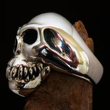 Excellent crafted Men's Cannibal Ring Zombie with Fangs - Sterling Silver - BikeRing4u