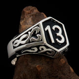 Excellent crafted Men's Biker Ring Black Number 13 - Sterling Silver 925 - BikeRing4u