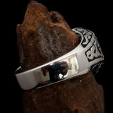 Excellent crafted Men's Biker Ring Black Number 13 - Sterling Silver 925 - BikeRing4u