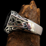 Excellent crafted Men's Biker Ring Black Number 13 - Sterling Silver 925 - BikeRing4u