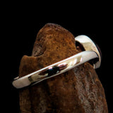 Excellent crafted Women's Ring with red Garnet Cabochon- Sterling Silver - BikeRing4u