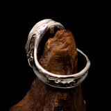 Artwork Sterling Silver Ring with oval Green Malachite - Size 10.5 - BikeRing4u