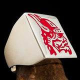 Perfectly crafted Men's Ring Viking Warrior Red - Sterling Silver - BikeRing4u