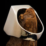 Perfectly crafted Men's Ring Viking Warrior Red - Sterling Silver - BikeRing4u