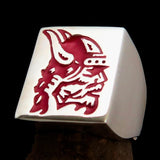 Perfectly crafted Men's Ring Viking Warrior Red - Sterling Silver - BikeRing4u