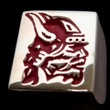 Perfectly crafted Men's Ring Viking Warrior Red - Sterling Silver - BikeRing4u