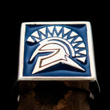 Nicely crafted Men's Ring Blue Greek Warrior - Sterling Silver - BikeRing4u