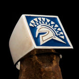 Nicely crafted Men's Ring Blue Greek Warrior - Sterling Silver - BikeRing4u