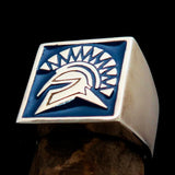 Nicely crafted Men's Ring Blue Greek Warrior - Sterling Silver - BikeRing4u