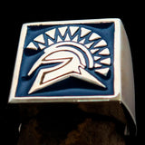 Nicely crafted Men's Ring Blue Greek Warrior - Sterling Silver - BikeRing4u