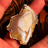 Huge Sterling Silver Solitaire Ring with Fancy Cut Agate Slice - BikeRing4u