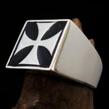 Perfectly crafted Men's Biker Ring Iron Cross Black - Sterling Silver - BikeRing4u