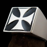 Perfectly crafted Men's Biker Ring Iron Cross Black - Sterling Silver - BikeRing4u