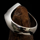 Men's Sterling Silver Biker Ring Diamond shaped 1% Percent Outlaw Symbol Red - BikeRing4u