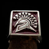 Nicely crafted Men's Ring Red Greek Warrior - Sterling Silver - BikeRing4u