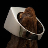 Perfectly crafted Men's Ring Crescent Moon and Star Red - Sterling Silver - BikeRing4u