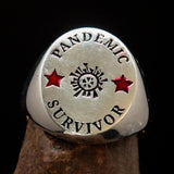 Excellent crafted Men's Sterling Silver Ring Pandemic Survivor - BikeRing4u