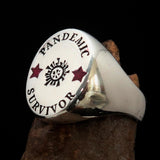 Excellent crafted Men's Sterling Silver Ring Pandemic Survivor - BikeRing4u