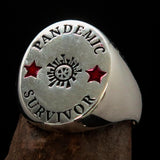 Excellent crafted Men's Sterling Silver Ring Pandemic Survivor - BikeRing4u