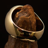 Excellent crafted Men's Pinky Ring Black Pentagram - Solid Brass - BikeRing4u