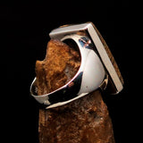 Rectangle shaped symmetric Artwork Sterling Silver Ring with Picture Jasper size 10 - BikeRing4u