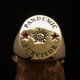 Excellent crafted Men's Brass Costume Ring Pandemic Survivor - BikeRing4u
