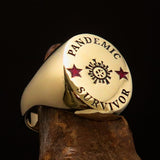 Excellent crafted Men's Brass Costume Ring Pandemic Survivor - BikeRing4u