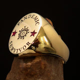 Excellent crafted Men's Brass Costume Ring Pandemic Survivor - BikeRing4u