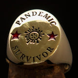 Excellent crafted Men's Brass Costume Ring Pandemic Survivor - BikeRing4u