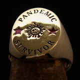 Excellent crafted Men's Brass Costume Ring Pandemic Survivor - BikeRing4u