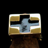 Perfectly crafted Men's Black Cross Ring - Solid Brass - BikeRing4u