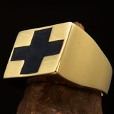 Perfectly crafted Men's Black Cross Ring - Solid Brass - BikeRing4u