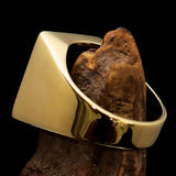 Perfectly crafted Men's Chess Player Ring Red King's Crown - Solid Brass - BikeRing4u